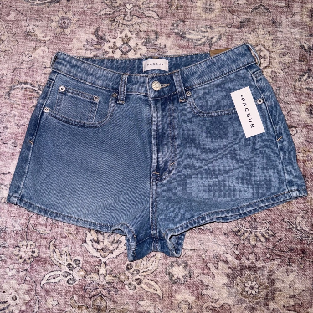 PacSun Ivy High Rise Festival Denim Shorts Medium Wash Blue Women's Size 26 NEW